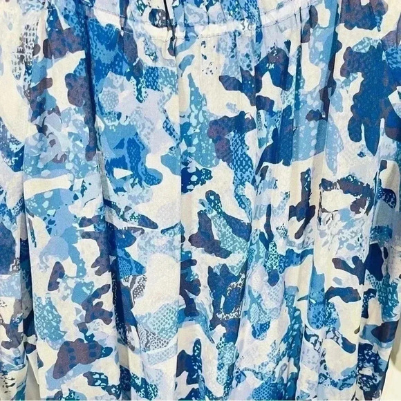 Ramy Brook Celeste Blouse Floral Printed Silk Metallic Bohemian Airy Ruffle - Picture 3 of 10